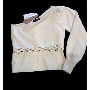 DO+BE Off-Shoulder Sweater in Cream Sz S